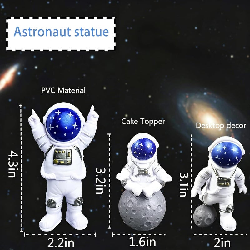 LYAROMIS Elegant Statues Decor Set, 3PCS Unique Polyresin Astronaut Figurines, Perfect Ornaments for Room, Car Dashboard, Office, Home Decor, Ideal Gift for Space Lovers (XKLLH) - Image 2