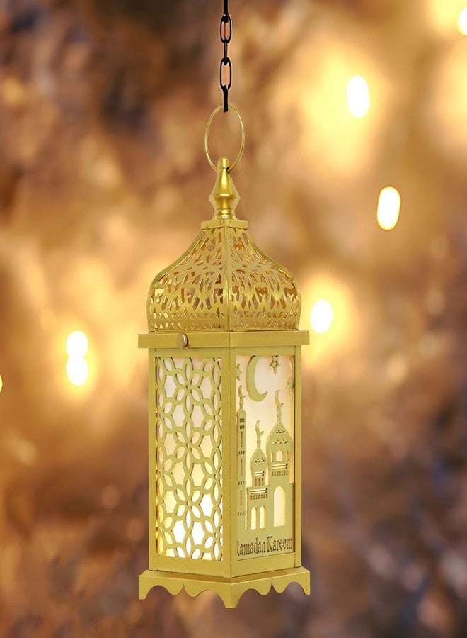 DECORKEY Ramadan Decorations for Home, 12'' Decorative Ramadan Lantern for Tabletop Mantel Decor, Vintage Metal Lantern Candle Holders for Indoor Outdoor Decor, EID Mubarak Gift - Image 5