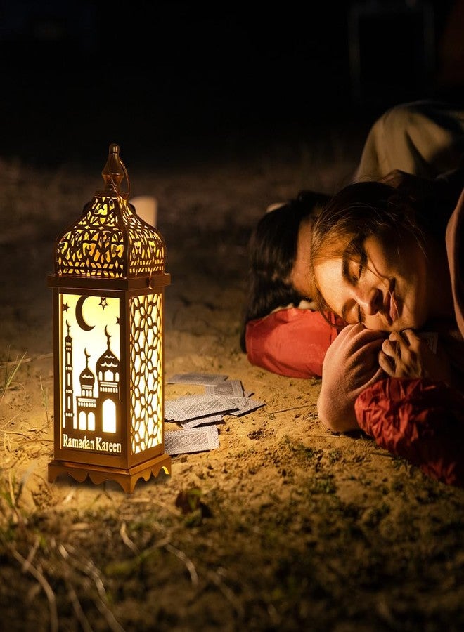 DECORKEY Ramadan Decorations for Home, 12'' Decorative Ramadan Lantern for Tabletop Mantel Decor, Vintage Metal Lantern Candle Holders for Indoor Outdoor Decor, EID Mubarak Gift - Image 4