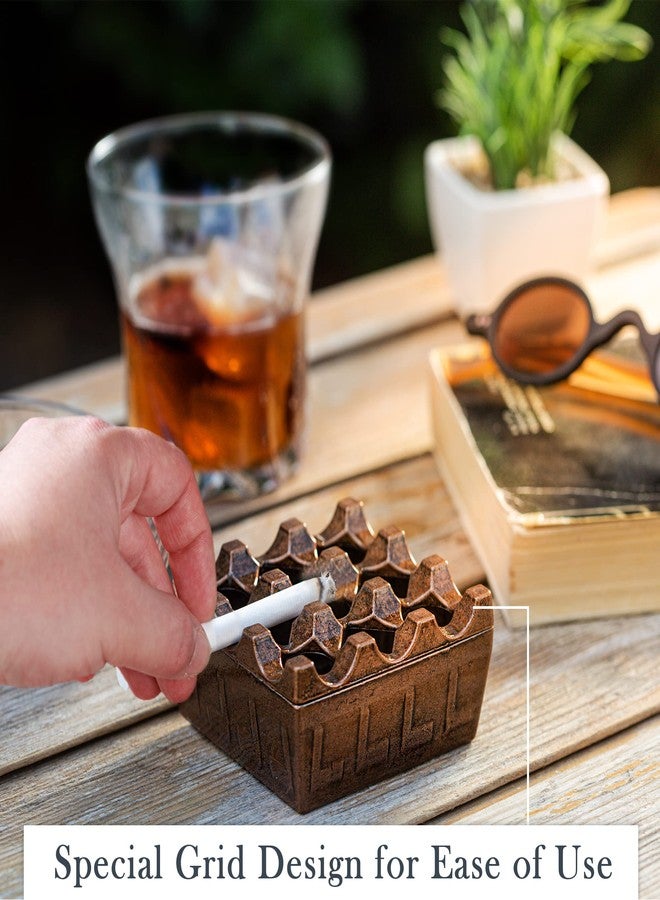 Crystalia Cigar Outdoor Ashtrays for Cigarettes, Fancy Metal Outside Ashtrays for Patio, Large Luxury Ashtrays for Men, Cool Windproof Square Ashtrays (Copper) - Image 5