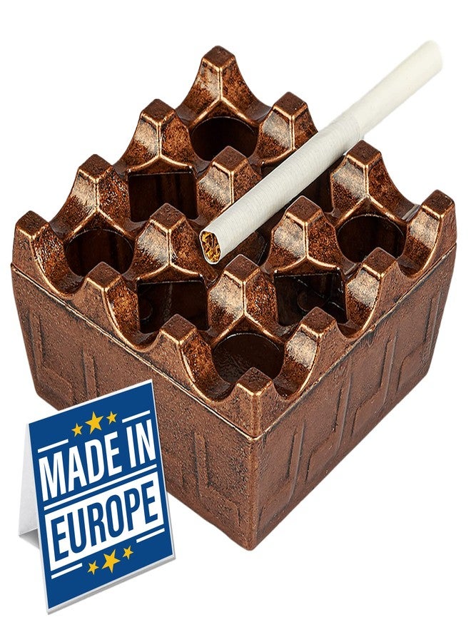 Crystalia Cigar Outdoor Ashtrays for Cigarettes, Fancy Metal Outside Ashtrays for Patio, Large Luxury Ashtrays for Men, Cool Windproof Square Ashtrays (Copper) - Image 1