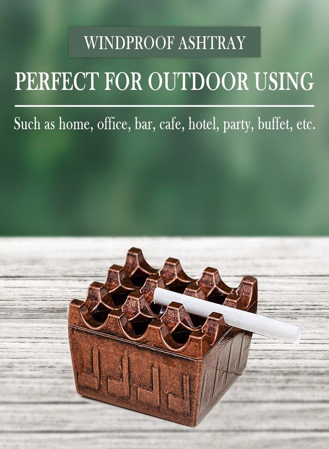 Crystalia Cigar Outdoor Ashtrays for Cigarettes, Fancy Metal Outside Ashtrays for Patio, Large Luxury Ashtrays for Men, Cool Windproof Square Ashtrays (Copper) - Image 2