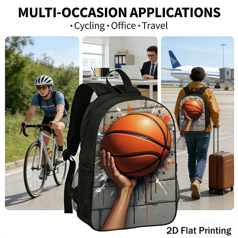 Sports Basketball Graffiti Backpack Durable Large Capacity 2D Flat Print for gym outdoor weekend for Unisex - Image 5
