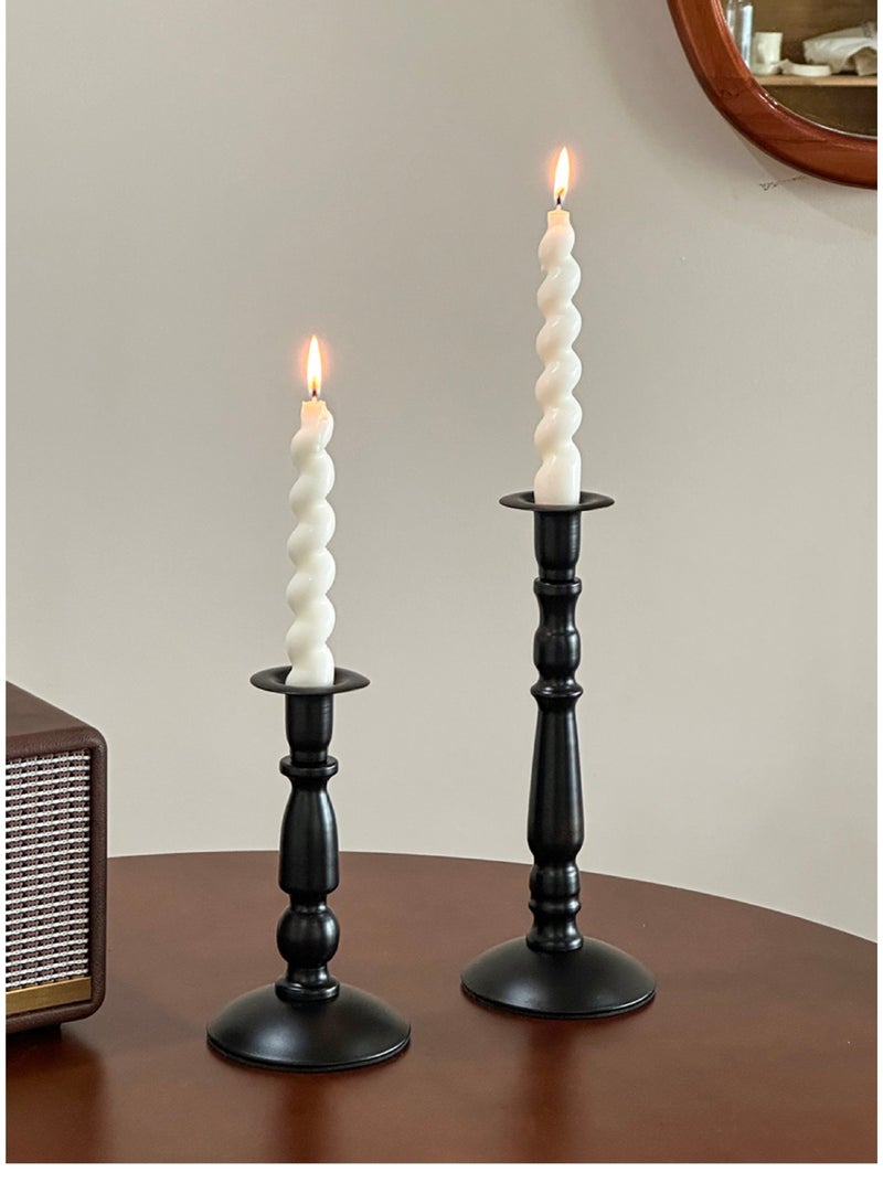 Firasa Vintage Black Iron Candle Holder, Roman Column Long Taper Candle Stand, Metal Table Centerpiece for Home Decor, Dining Ambience, INS Style Small Size - Image 3