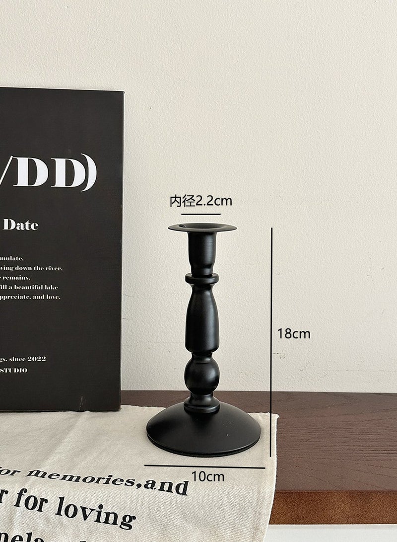 Firasa Vintage Black Iron Candle Holder, Roman Column Long Taper Candle Stand, Metal Table Centerpiece for Home Decor, Dining Ambience, INS Style Small Size - Image 2