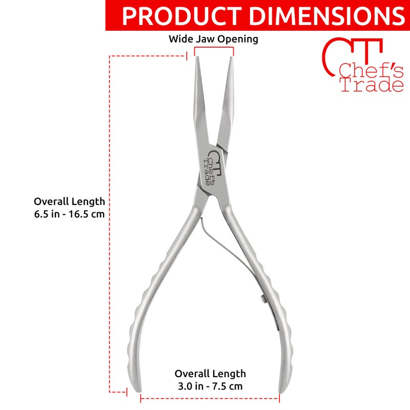CHEF'S TRADE Fish Bone Pliers/Tweezers Stainless Steel Washable (Silver) - Image 3