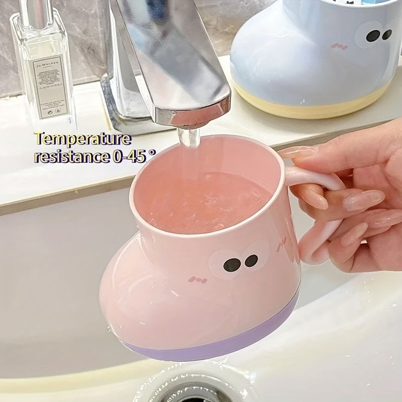 كوب غسول الفم بتصميم على شكل حذاء لطيف بعيون زرقاء كبيرة، كوب مرح بلاستيكي كرتوني للاستخدام المنزلي للأزواج والطلاب - Image 2