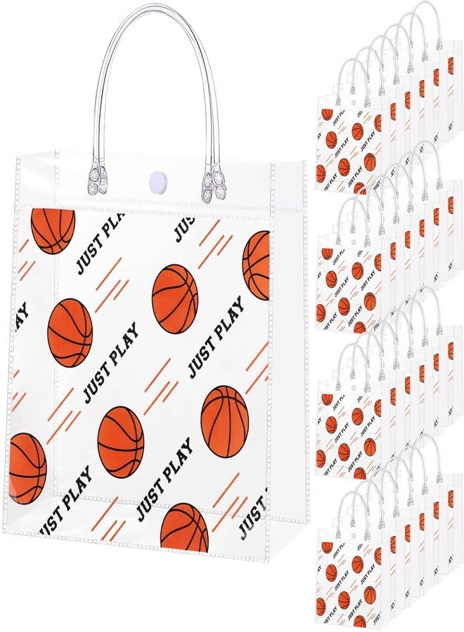 YOPCDJ 24Pcs Basketball Clear Goodie Bags -7.9 x 7.9x 3.15 Inch Plastic Favor Bags with Handles for Basketball Sport Theme Birthday Party, Team Treat Snack Bag, Gift Bags for Team Celebration, Sports Party Supplies - Image 1