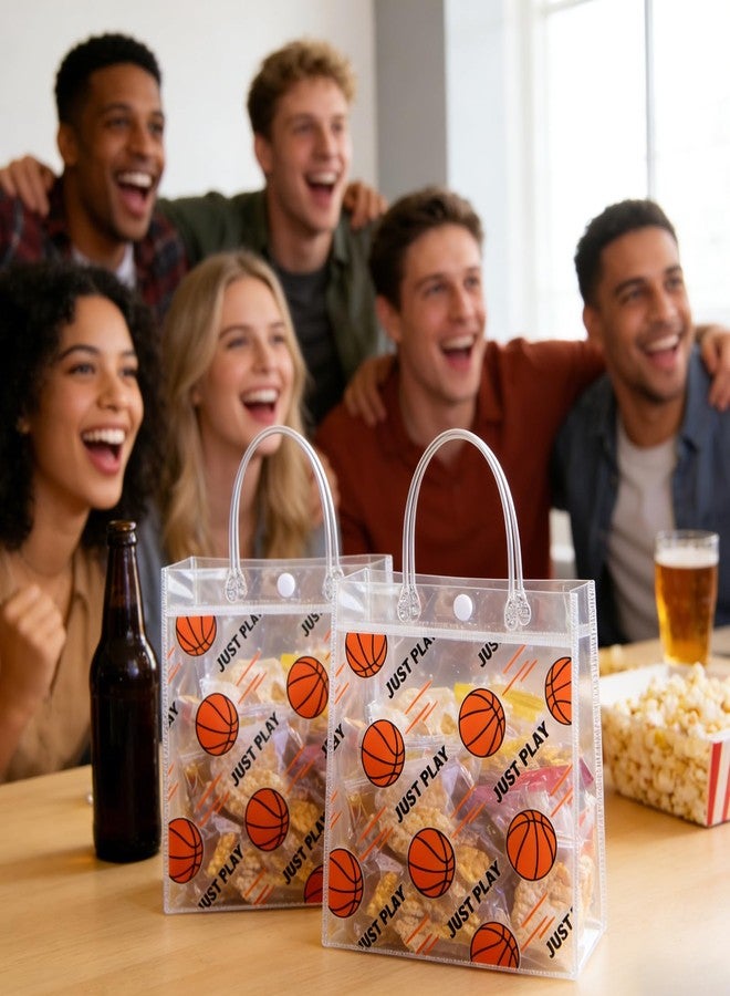 YOPCDJ 24Pcs Basketball Clear Goodie Bags -7.9 x 7.9x 3.15 Inch Plastic Favor Bags with Handles for Basketball Sport Theme Birthday Party, Team Treat Snack Bag, Gift Bags for Team Celebration, Sports Party Supplies - Image 4