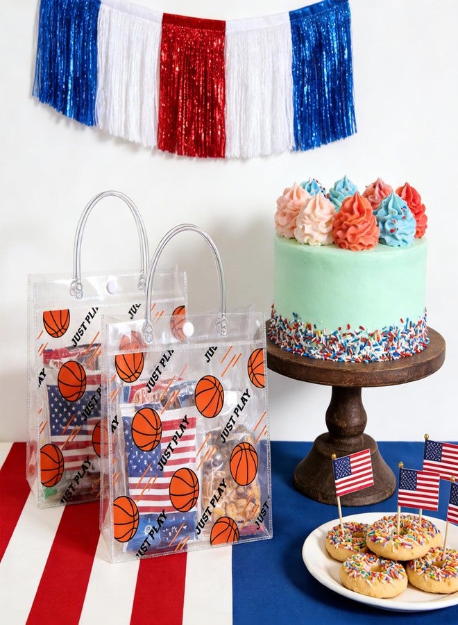 YOPCDJ 24Pcs Basketball Clear Goodie Bags -7.9 x 7.9x 3.15 Inch Plastic Favor Bags with Handles for Basketball Sport Theme Birthday Party, Team Treat Snack Bag, Gift Bags for Team Celebration, Sports Party Supplies - Image 5