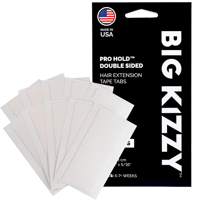 Big Kizzy Pro Hold Double Sided Replacement Tape Tabs for Hair Extensions - Strong Flexible Hold and Damage Free Tape in Hair Extension Tape- 5-7+ weeks of wear - 120 Tabs - Image 1