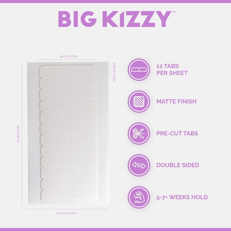 Big Kizzy Pro Hold Double Sided Replacement Tape Tabs for Hair Extensions - Strong Flexible Hold and Damage Free Tape in Hair Extension Tape- 5-7+ weeks of wear - 120 Tabs - Image 2