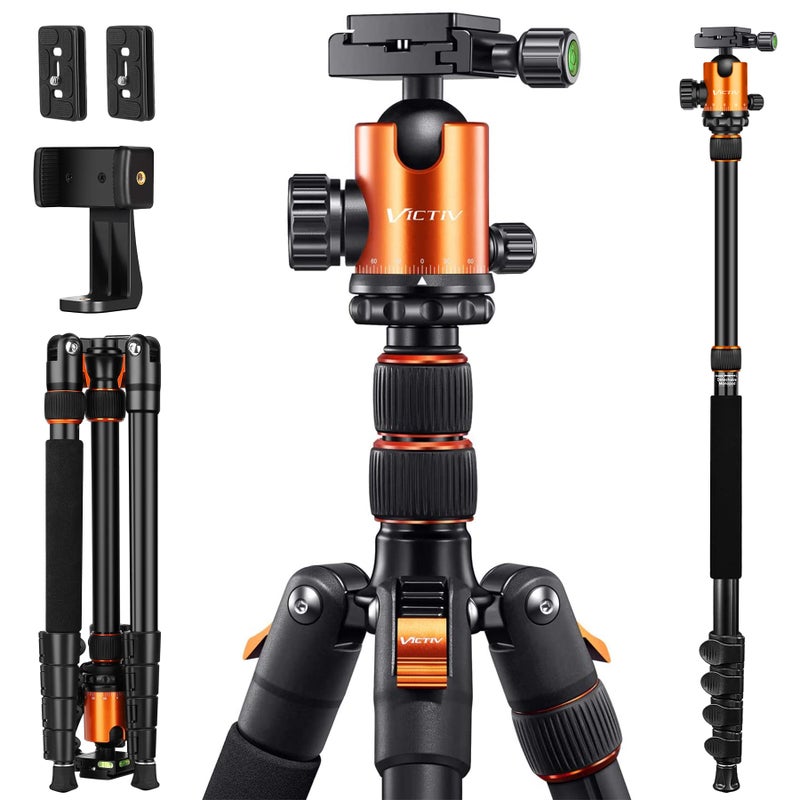 Victiv 82" Tall Camera Tripod Heavy Duty, Victiv Aluminum DSLR Tripod Monopod for Photography Travel, Professional Camera Stand for Spotting Scope Telescope Binocular - Image 1
