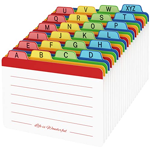 Neando 3 x 5 inches Index Card Dividers, Alphabetical Tabbed Index Cards Guides, Colored Note Cards, File and Recipe Guides with Alphabetical Tabs, Assorted Colors, 24 Counts, A-Z Guide - Image 1