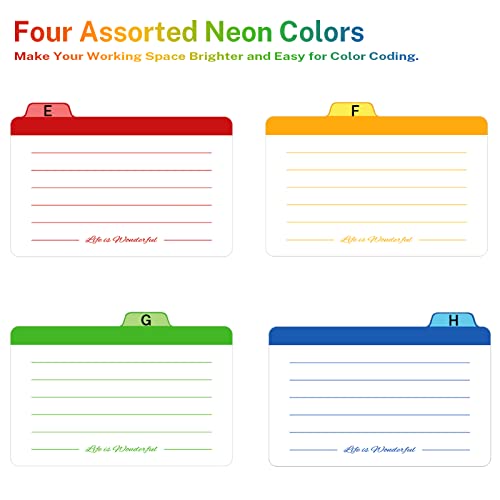 Neando 3 x 5 inches Index Card Dividers, Alphabetical Tabbed Index Cards Guides, Colored Note Cards, File and Recipe Guides with Alphabetical Tabs, Assorted Colors, 24 Counts, A-Z Guide - Image 4