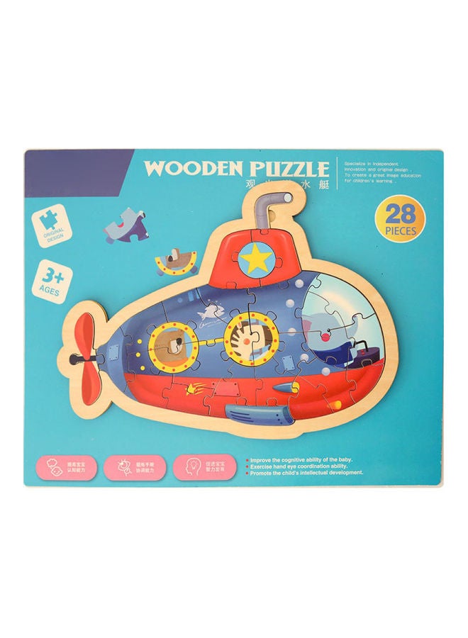 28-Piece Wooden Submarine Jigsaw Puzzle Set