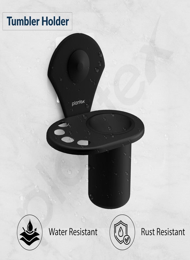 Plantex Royal Self Adhesive Stainless Steel Tooth Brush Holder/Tumbler Holder/Bathroom Accessories (Black, Powder Coated) - Image 3