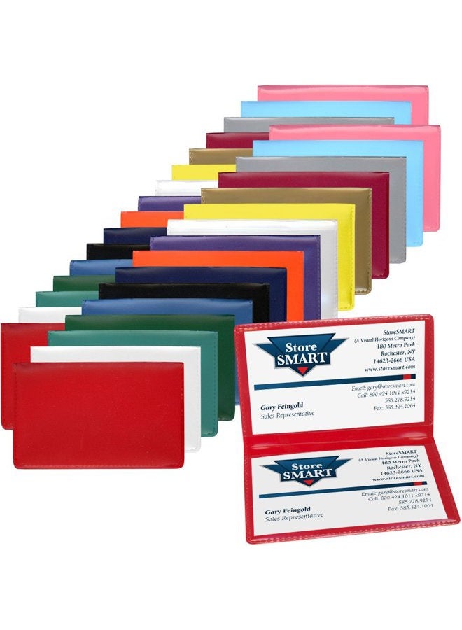 STORE SMART Folding Business Card Holders Rainbow 32-Pack - Each Side Holds 2" x 3 1/4" - RPP2915VP - Image 1