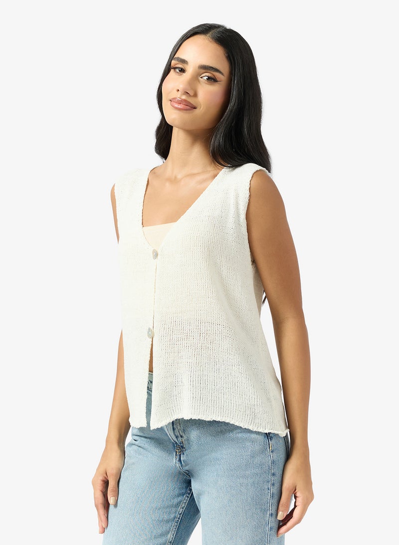 Ginger Knitted Button Up Vest - Image 1