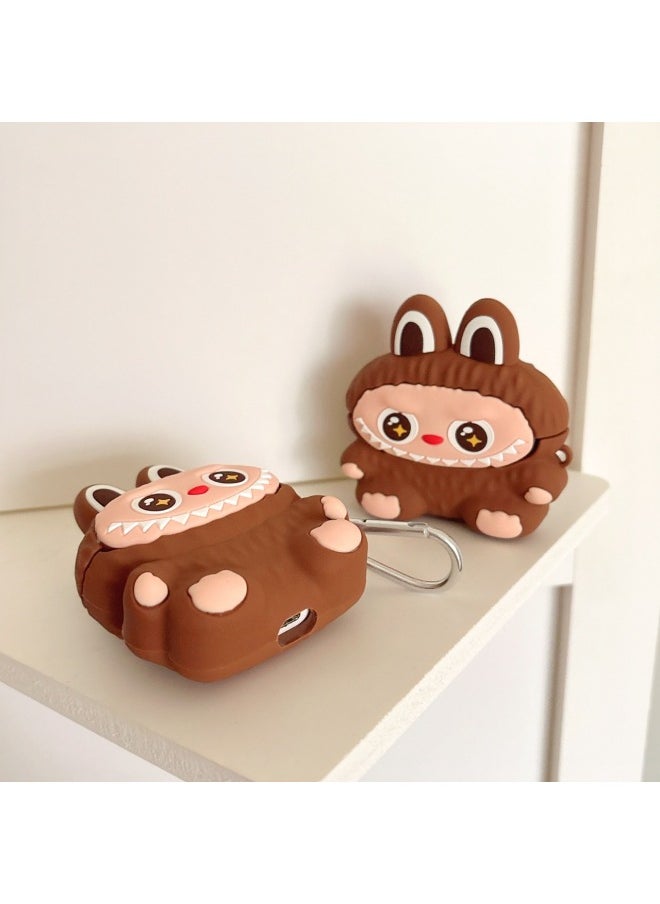 Generic - Cute Brown Rab Cloth AirPods Pro For Apple Bluetooth Earphone Case 2/3/4 Generation Cartoon Protective Case-Color:Brown Labubu+hook-Applicable Models:AirPods 4(2024) - Image 1