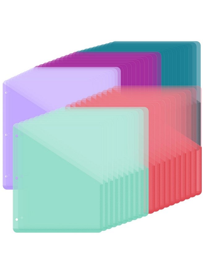 مايتيز مجموعة من 50 مجلدًا من البلاستيك الشفاف مزودًا بثلاث فتحات لتنظيم المستندات ومنظم الملفات بحجم الخطاب ومجلدات بلاستيكية مزودة بجيوب وغطاء ملف مائل للمكتب (لون سعيد، 9.25 × 11.22 بوصة) - Image 1