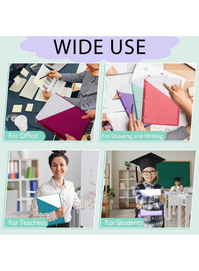 مايتيز مجموعة من 50 مجلدًا من البلاستيك الشفاف مزودًا بثلاث فتحات لتنظيم المستندات ومنظم الملفات بحجم الخطاب ومجلدات بلاستيكية مزودة بجيوب وغطاء ملف مائل للمكتب (لون سعيد، 9.25 × 11.22 بوصة) - Image 4