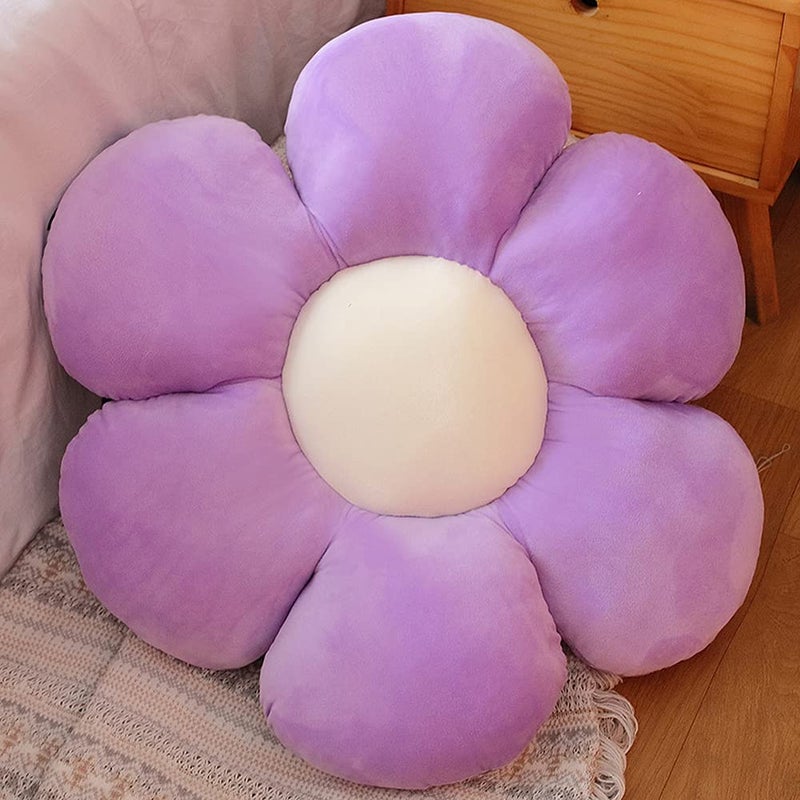 lannery lannery Flower Plush Throw Pillows  Flower Floor Pillow Seating Cushion Toy for Reading  Room  Watching TV (11.8""  Purple)  - Image 2