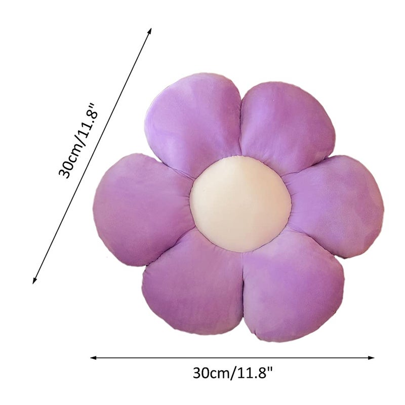 lannery lannery Flower Plush Throw Pillows  Flower Floor Pillow Seating Cushion Toy for Reading  Room  Watching TV (11.8""  Purple)  - Image 4