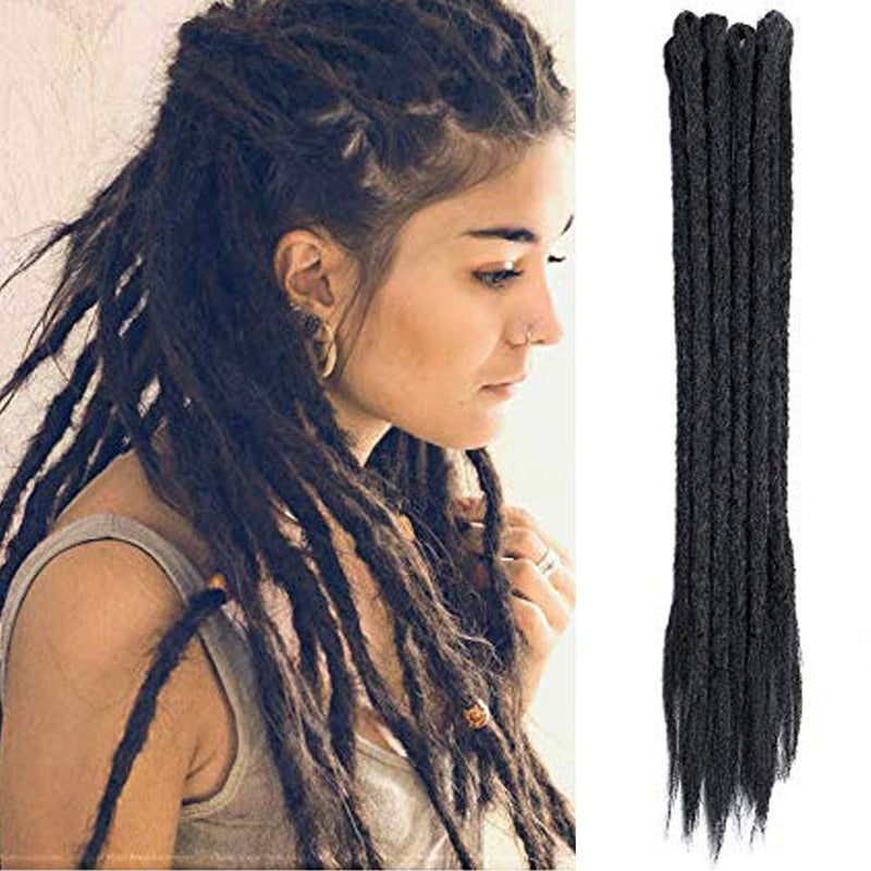 Dsoar Dreadlock Extensions For WomenMen 20 Inch Synthetic Dreads 12 Strands Handmade Fashion Reggae Locs HipHop Crochet Dreadlocks1Black Color