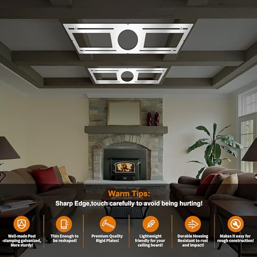 MULMART New Construction Mounting Plate, 4 Inch, LED Recessed Lighting Housing Kits, Flat Steel Rough in Bracket Fixture for LED Light Bar, 12PC Shallow Recessed Lighting Housing Plate - Image 3