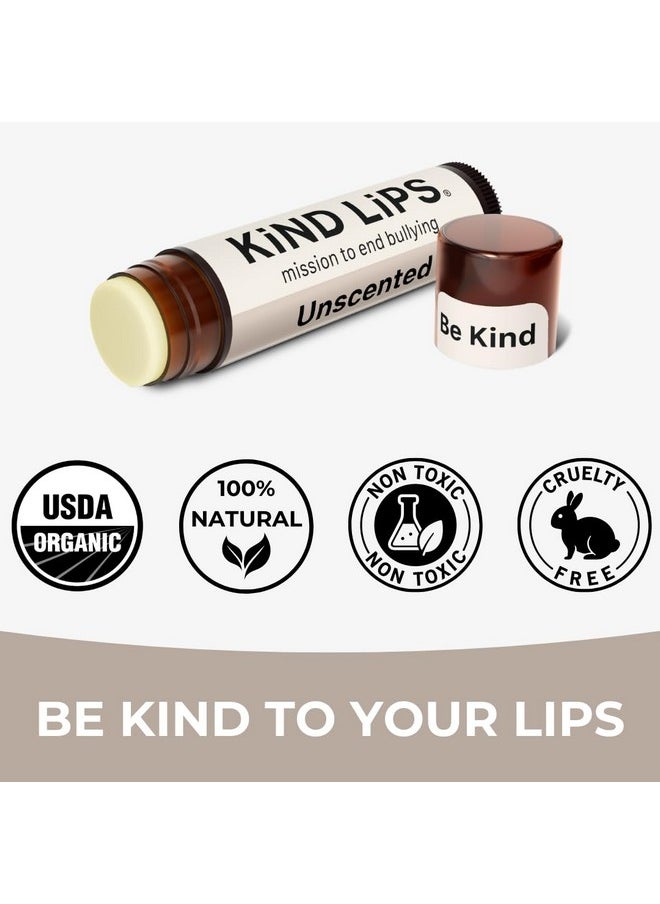 Kind Lips - Usda Organic Lip Balm Unscented 3 Pack - 100% Natural, Moisturizing Lip Care With Beeswax. Hydrates & Nourishes Dry, Chapped Lips. Cruelty-Free, Eco-Friendly, And Non-Toxic. Unflavored - Image 1