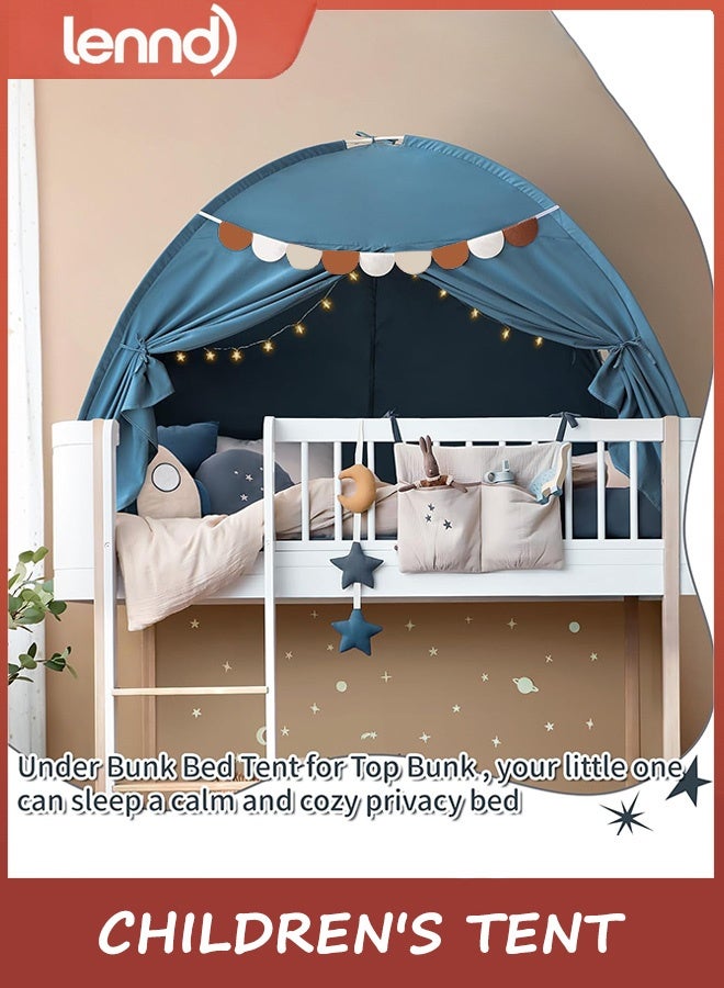 LENND Extra Large Kids Play Tent with Flags & Star Lights, Portable & Foldable arc shaped tent, Boys & Girls, Indoor Outdoor Dome Tent Playhouse,Blue Jean Color - Image 3