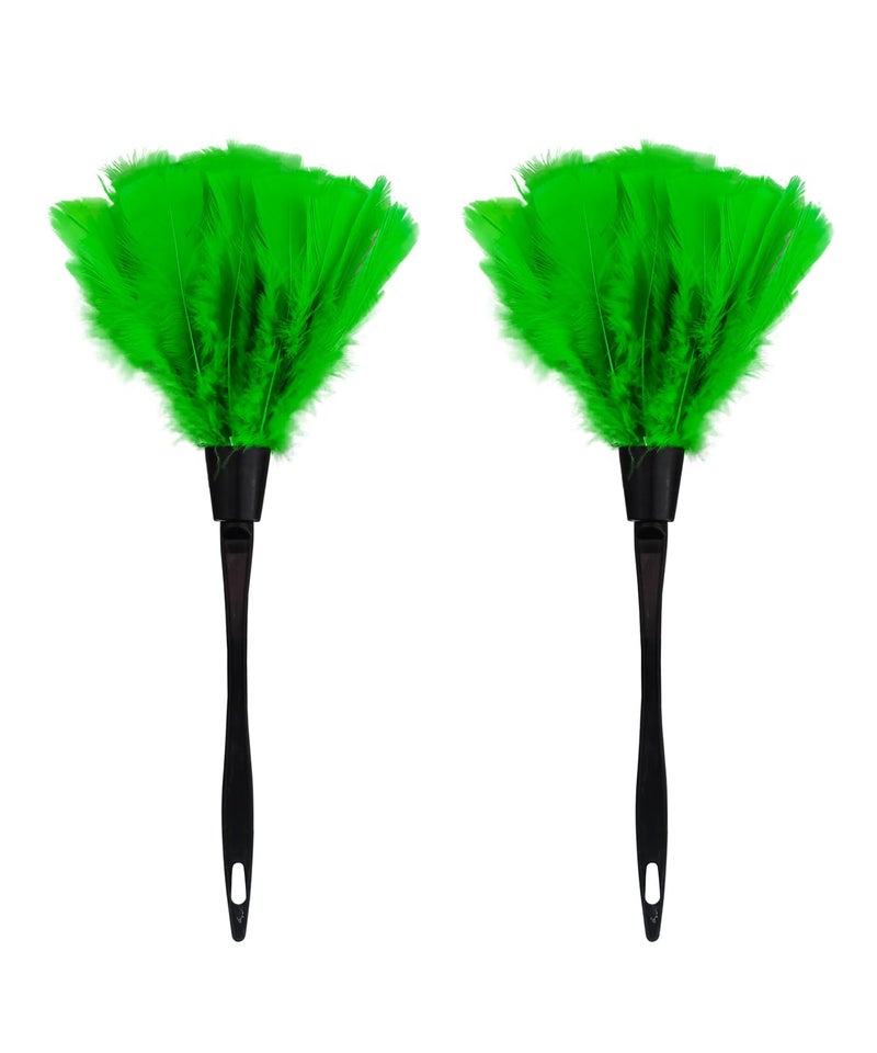 Turkey Feather Dusters for Cleaning Home Blinds Kitchen car Office EcoFriendly Reusable 2 pcs Green