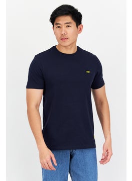 Men Crew Neck Short Sleeve Brand logo T Shirt, Navy