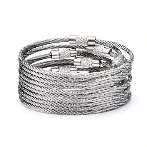 CooBigo 25 Pack Wire Key Ring Large Cable Key Chain Rings 6 Metal Keychain Keyring Loop Bulk for Outdoor Luggage TagsTHICK 2MM - Image 1