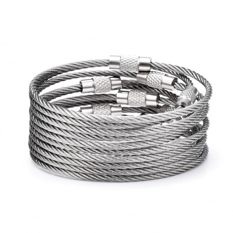 CooBigo 25 Pack Wire Key Ring Large Cable Key Chain Rings 6 Metal Keychain Keyring Loop Bulk for Outdoor Luggage TagsTHICK 2MM - Image 3