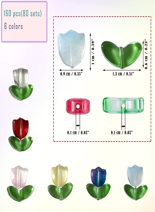 metulip 160Pcs Tulip Glass Flower Beads - Translucent Colorful Loose Spacer Beads for Jewelry Making, Crafts, DIY Bracelet - Image 2
