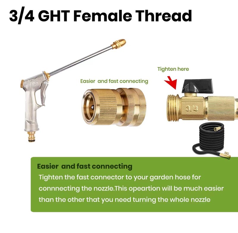 Ustope Garden Hose Nozzle, High Pressure Water Hose Nozzle Sprayer Head,fits 3/4â€ Garden Hose Thread,for Lawn & Garden,Washing Cars,Watering Garden,Cleaning,Showering Dogs&Pets - Image 2