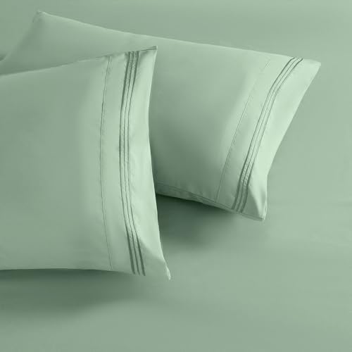 NookZuzu Standard Pillow Cases Set of 2, Sage Green Pillow Covers Microfiber Pillowcase Soft Breathable and Non Shrinking Envelope Pillow Shams 20"X 26" - Image 3