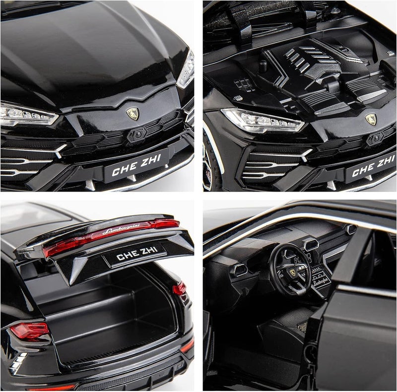 FEXXA 🏎️ Exclusive Alloy Metal Pull Back Die-cast Car Model with Sound Light Mini Auto Toy for Kids Metal Model Toy Car with Sound and Light (1.24 Lamborghini Urus-Black) - Image 2