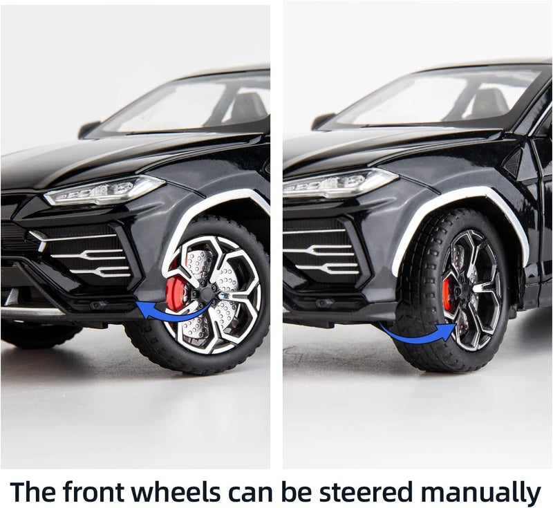 FEXXA 🏎️ Exclusive Alloy Metal Pull Back Die-cast Car Model with Sound Light Mini Auto Toy for Kids Metal Model Toy Car with Sound and Light (1.24 Lamborghini Urus-Black) - Image 5