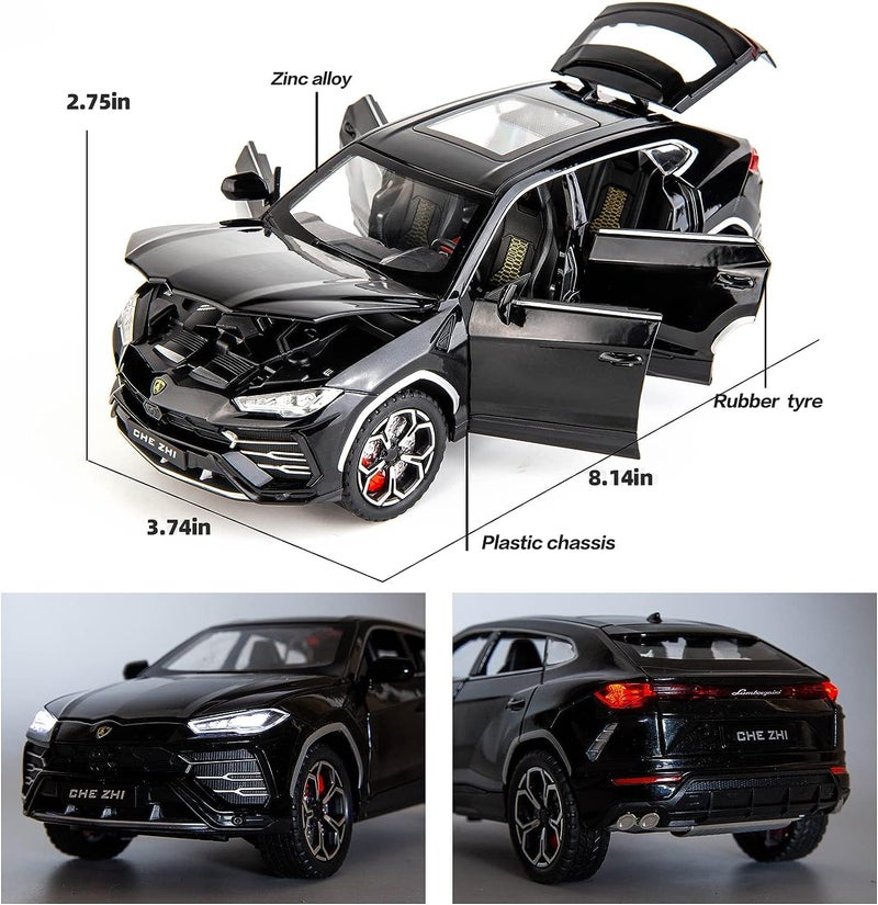 FEXXA 🏎️ Exclusive Alloy Metal Pull Back Die-cast Car Model with Sound Light Mini Auto Toy for Kids Metal Model Toy Car with Sound and Light (1.24 Lamborghini Urus-Black) - Image 3