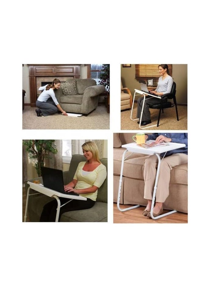 طاولة طعام قابلة للطي من Tablemate 1 Tv Tray محمولة قابلة للطي باللون الأبيض - Image 3