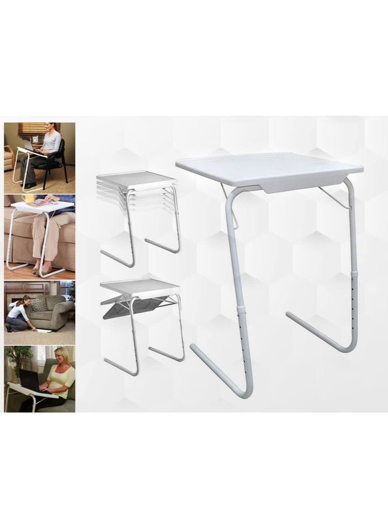 طاولة طعام قابلة للطي من Tablemate 1 Tv Tray محمولة قابلة للطي باللون الأبيض - Image 4