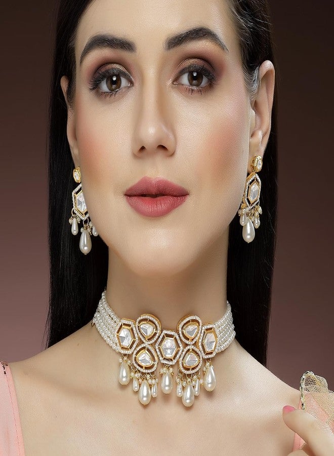 كارات كارت طقم عقد تشوكر من اللؤلؤ والخرز والبولكي والكوندان من كاراتكارت للنساء - Image 2