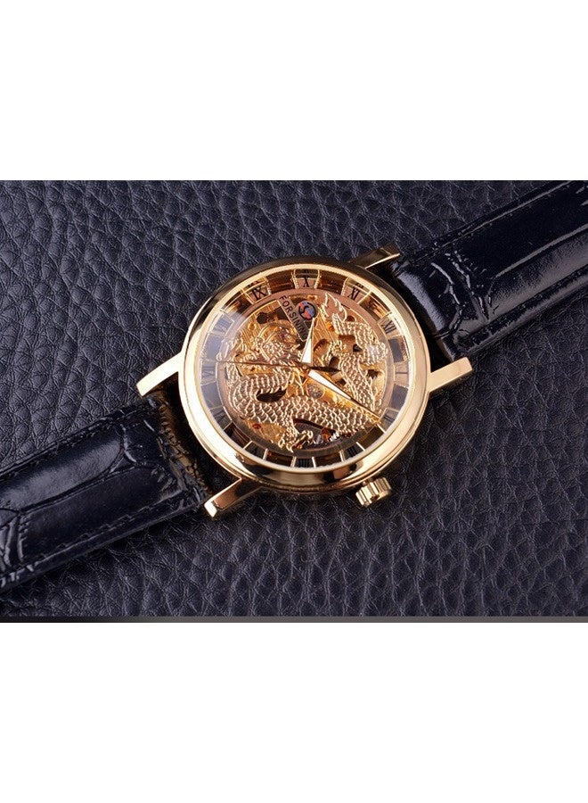 FORSINING Men's Fashion Casual Skeleton Dragon Manual Mechanical Watch - Image 4