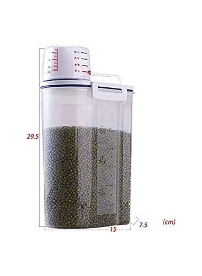 DIRECT 2 U 4pcs Cereal & Dry Food Storage Containers with Measuring Cup, Airtight Plastic Kitchen Storage Organizer, Clear Food Storage Box for Flour, Sugar, Rice BPA Free Container with Locking Lids - Image 3