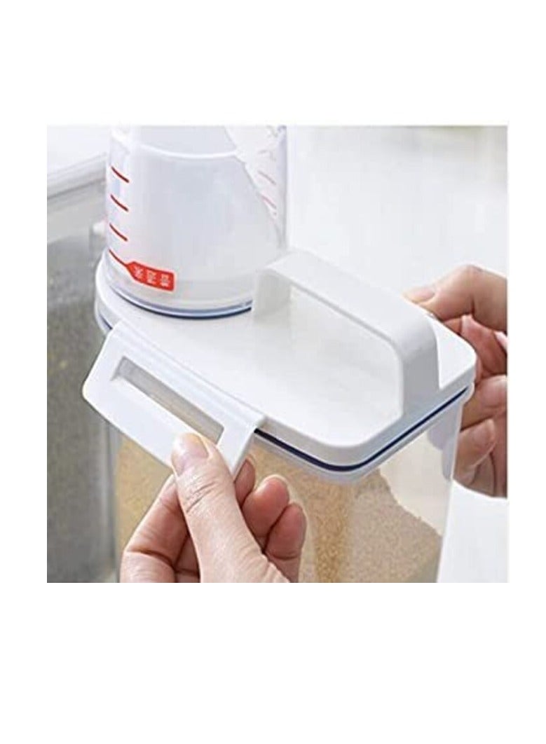 DIRECT 2 U 4pcs Cereal & Dry Food Storage Containers with Measuring Cup, Airtight Plastic Kitchen Storage Organizer, Clear Food Storage Box for Flour, Sugar, Rice BPA Free Container with Locking Lids - Image 4