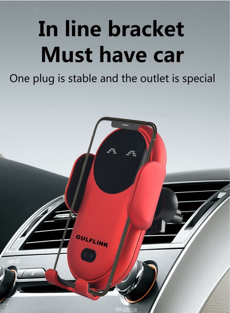 GULFLINK S11 Smart Infrared Automatic Induction Mobile Phone Holder Car Mobile Phone Charging Case Wireless Charger Car Holder Charger- Red  - Image 3