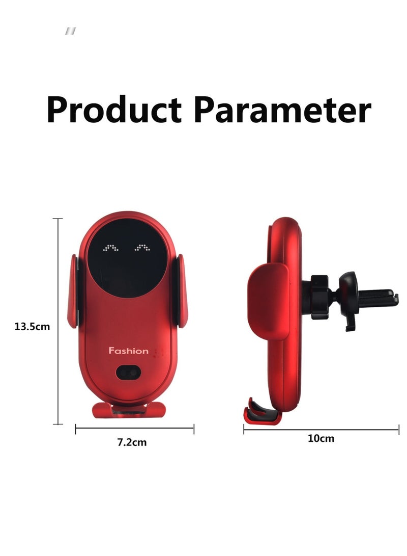 GULFLINK S11 Smart Infrared Automatic Induction Mobile Phone Holder Car Mobile Phone Charging Case Wireless Charger Car Holder Charger- Red  - Image 4